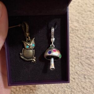 Lucky brand Owl and Mushroom charm Set